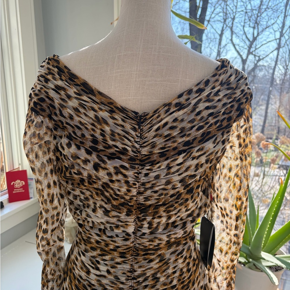 Tadashi Shoji Animal Print Long Sleeve Dress - Picture 9 of 11